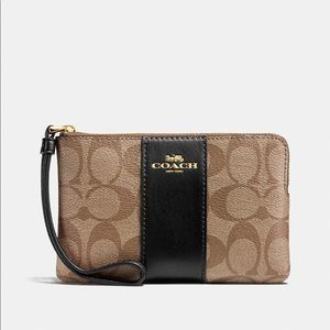 Coach Corner Zip Wristlet in Signature Canvas